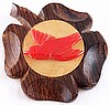 BP246 red bird on wood clover pin